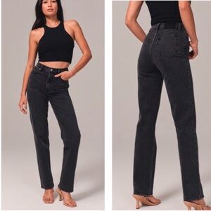 Abercrombie & Fitch Ultra High Rise 90s Straight Jean Washed Black Size 25 reg